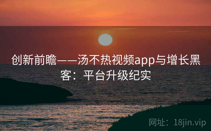 创新前瞻——汤不热视频app与增长黑客：平台升级纪实